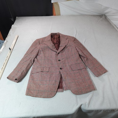 #ad Vintage Stanley Blacker Blazer Mens 38 Red Plaid Tweed Sport Preppy Old Money $26.24
