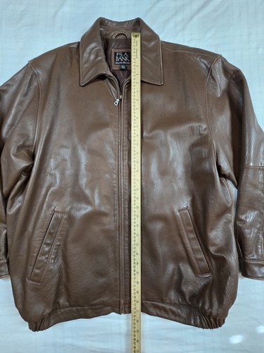 Jos A Bank Signature Collection Soft Brown Leather Bomber Jacket Full Zip XXLT - Picture 7 of 13