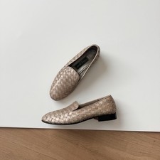 Vintage Cole Haan Loafers Woven Leather 7.5 Preppy Flats Minimal 90s