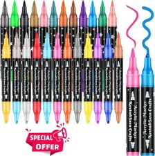 24 COLORS DUAL TIP ACRYLIC PAINT MARKER PENS SET Painting Canvas Art Supplies