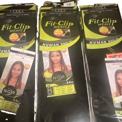 Janet Collection Human Hair Clip-In Extensions 14in Black Straight 8pc 5.4oz