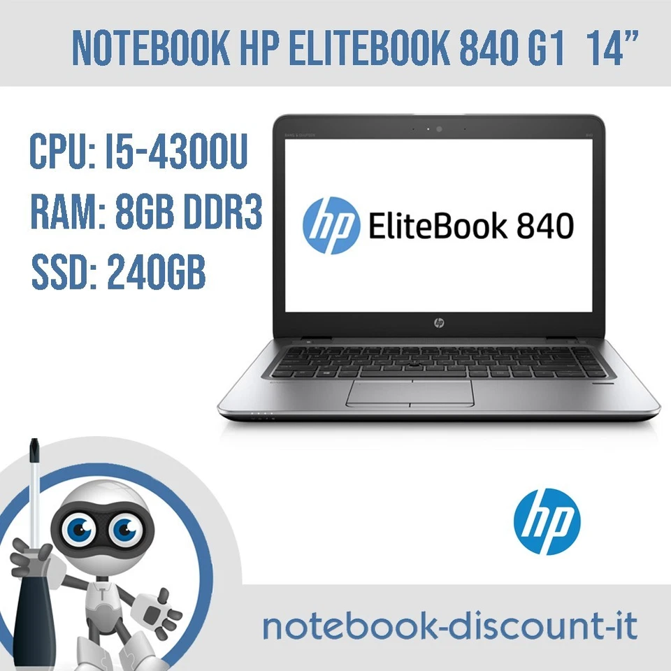 HP EliteBook 840 G1 · i5-4300U · 8GB · 240GB, foto 1 di 5
