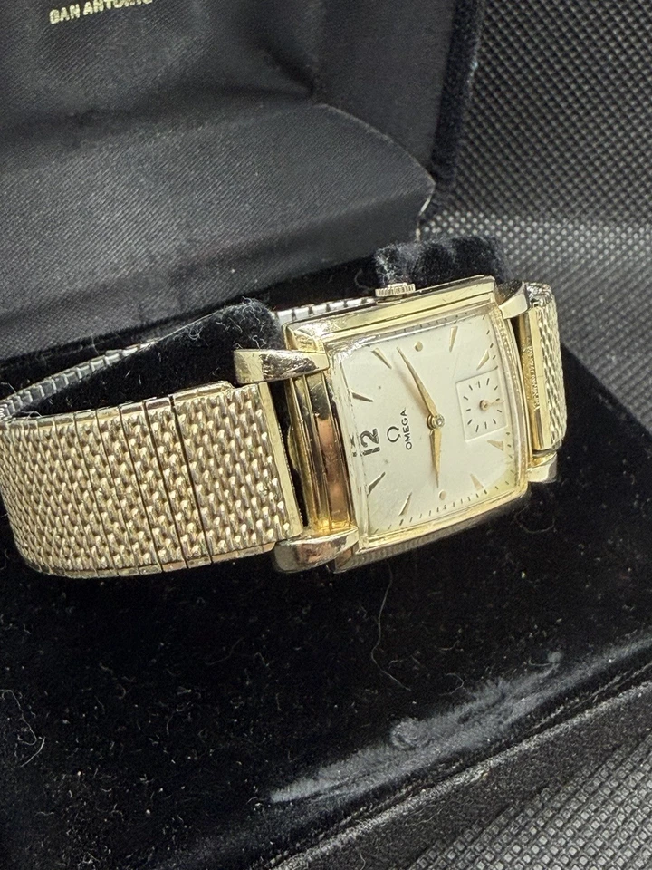 Reloj de Vestir Omega Vintage Oro 14K Relleno Tanque Cuerda Manual - Funciona Foto 3 de 4
