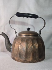 Antique German Copper Teapot Kettle Brass Spout Primitive Decor