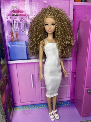 Curly Blonde Hair Barbie Style Reroot Doll