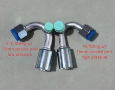 A/C Fittings Beadlock 135 Degree w/ Service Ports #8 16mm High #10 13mm Low Std