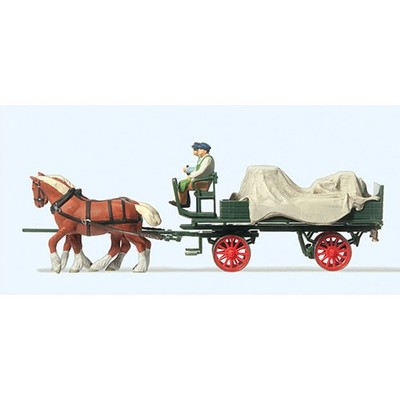 Horse Drawn Tarpaulin Wagon + drivers (2) Preiser 30446