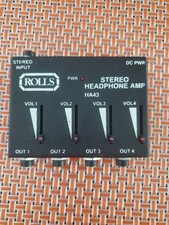 ROLLS HA43 Stereo Headphone Amp 4 Output Volume Ctrl, No AC Adapter, Made in USA