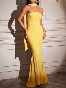 elegant gold formal dress Nude Sparkly Long Sophisticated Formal Dress With Detachable Train main image 0