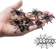 100PCS Plastic Spiders Halloween Realistic Small Fake Spiders Prank Prop Joke
