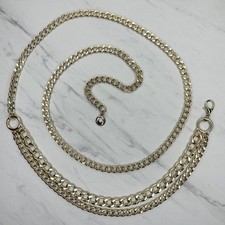 Chunky Draped Gold Tone Chain Link Belt Adjustable Y2K - One Size OS