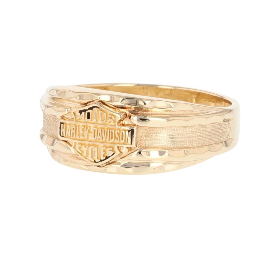 Anillo Harley-Davidson patrón texturizado oro amarillo 10k 5,91 gramos talla 12,5 Foto 3 de 4