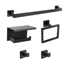 Bathroom Towel Bar Holder Sets Matte Black 5-Piece Bathroom Hardware Set Stai...