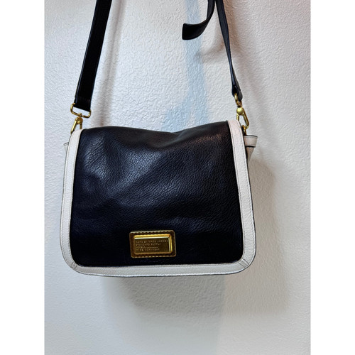 Marc by Marc Jacobs Workwear Leather Crossbody Bag Black White Gold Logo