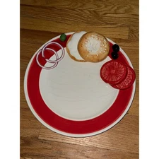 LOTUS Home Trends ETC Appetizer Plate Bagel Olive Tomato Onion Red Trimmed 2006