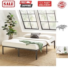 14 Inch Metal Platform Beds w/Heavy Duty Steel Slat Mattress Foundation No Bo...