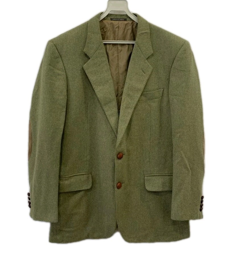 Corneliani Green Tweed Blazer Sport Coat Wool Cashmere Elbow Patches 42 R #rm