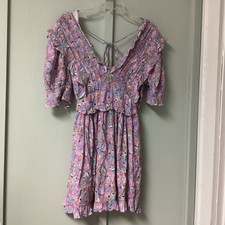 Oliviaceous Dress Flowy Size Large Mini V Neckline Floral Pastel Briah Dress New