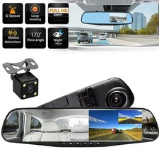 1080P HD Rearview Mirror Car DVR Dual Dash Cam Camera Front Rear Video Recorder