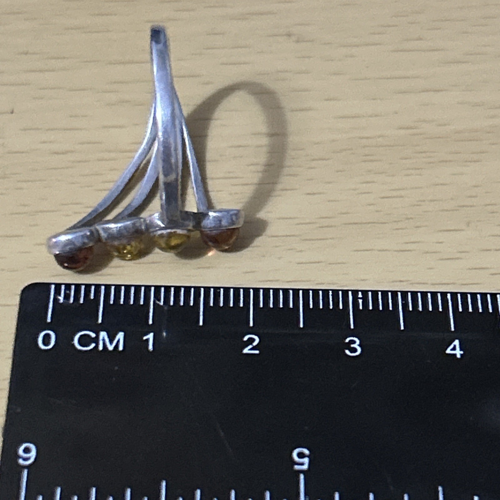 925 Silver  Amber statement Ring Size Q - image 8