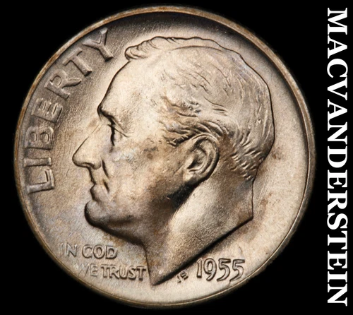 1955-D Roosevelt Dime- Silver- Choice Gem Brilliant Uncirculated Luster#J604