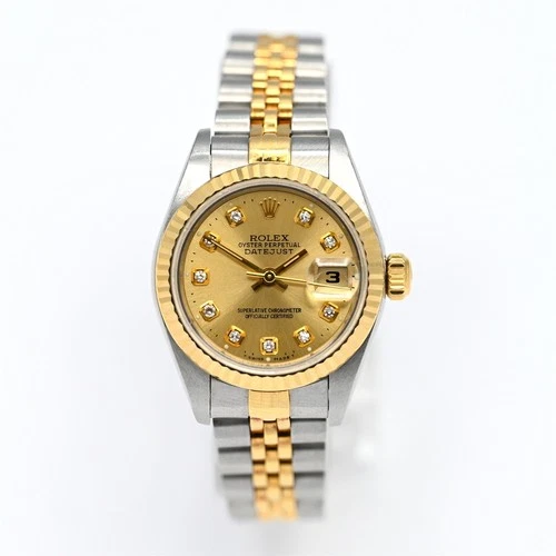 VINTAGE LADIES ROLEX DATEJUST 79173 AUTOMATIC WRISTWATCH 18K GOLD SS BOX PAPERS