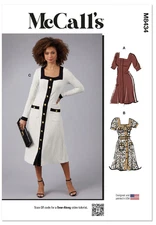 McCalls R11950 M8434 Sewing Pattern - Misses Button Down Dress - Uncut Sz 12-20