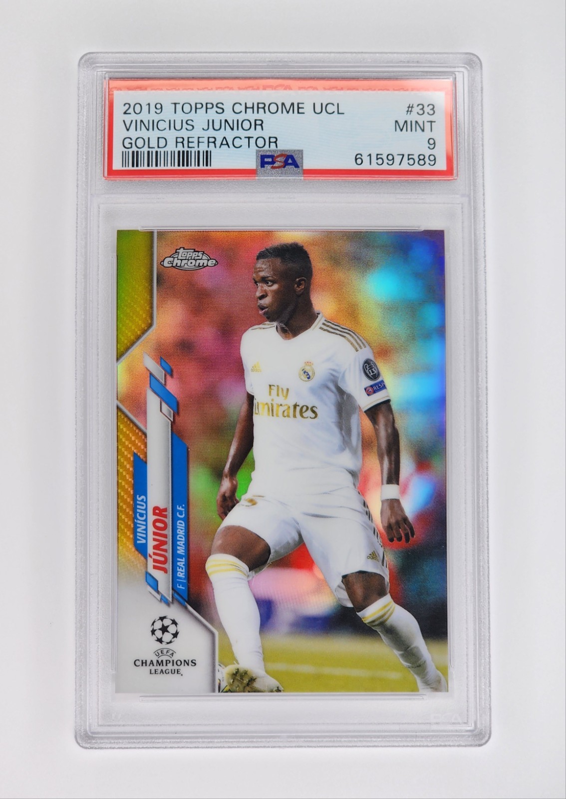 2019 Topps Chrome UCL Gold Vinicius Junior 33/50 PSA 9