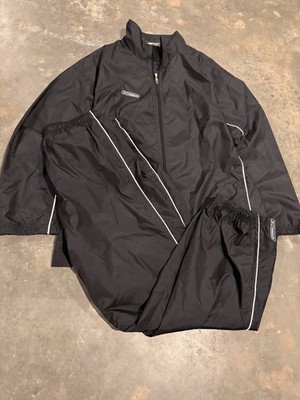 Vintage Reebok Mens XL Black Woven Track Set Elastic Waist Lined Athletic