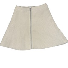 Zara Girl s 9-10 Ribbed Knit Mini Skirt Beige Full Zip Front NWOT