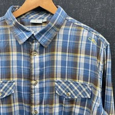 CMP Shirt Italian Casual Shirt Blue Plaid Check Mens Large CMP Outdoor Apparel