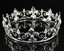 KING'S CROWN AUSTRIAN RHINESTONE CRYSTAL BRIDAL PAGEANT FLEUR-DE-LIS T1298S