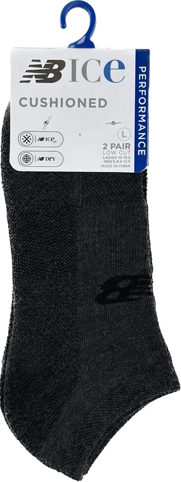 New Balance Adulto 2 Pk Gris Corte Bajo Poliéster NB Ice Performance Calcetín Conjunto Talla L Foto 2 de 2