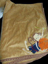 Lambs  Ivy Brown Safari Monkey Basketball Boy Soft Plush Security Blanket