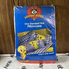 1999 Warner Bros Looney Tunes Tweety Bird Blues Pillowcase. New.