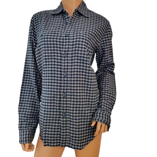 J Crew Flannel Shirt Womens Size Small Brushed Plaid Navy Blue New AF876