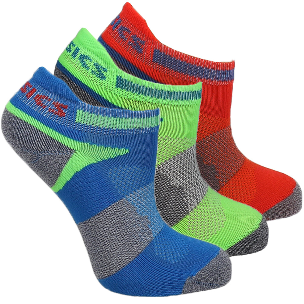ASICS Quick Lyte Cushion 3Pack Low Cut  Socks Youth Boys Red Athletic ZK2362-23