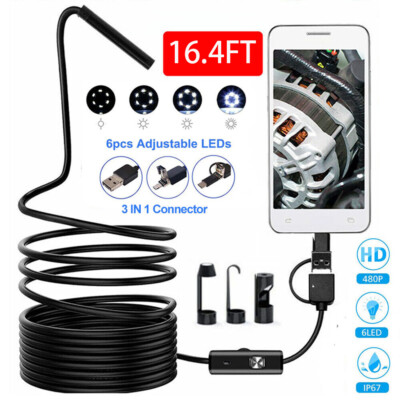 USB LED Endoskop Rohrkamera Endoscope Inspektion Kamera 7.0mm Für Android PC