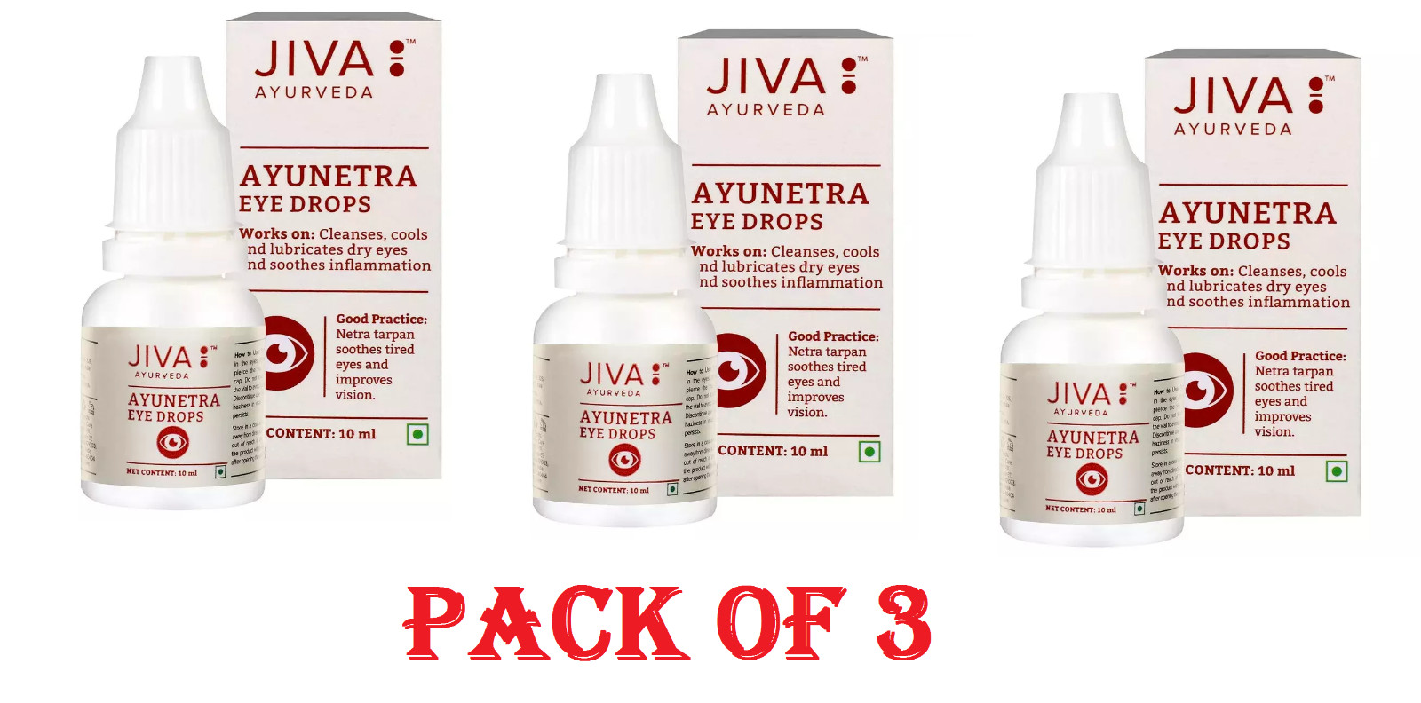 3x Jiva Ayu Netra Eye Drop Herbal Treatment For Eye Allergy 