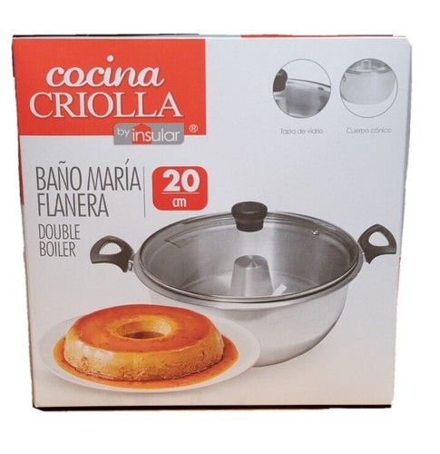 Cocina Criolla Flanera Baño Maria Flan Mold 8.6 in. Aluminum Double Flan Boiler - Picture 12 of 16