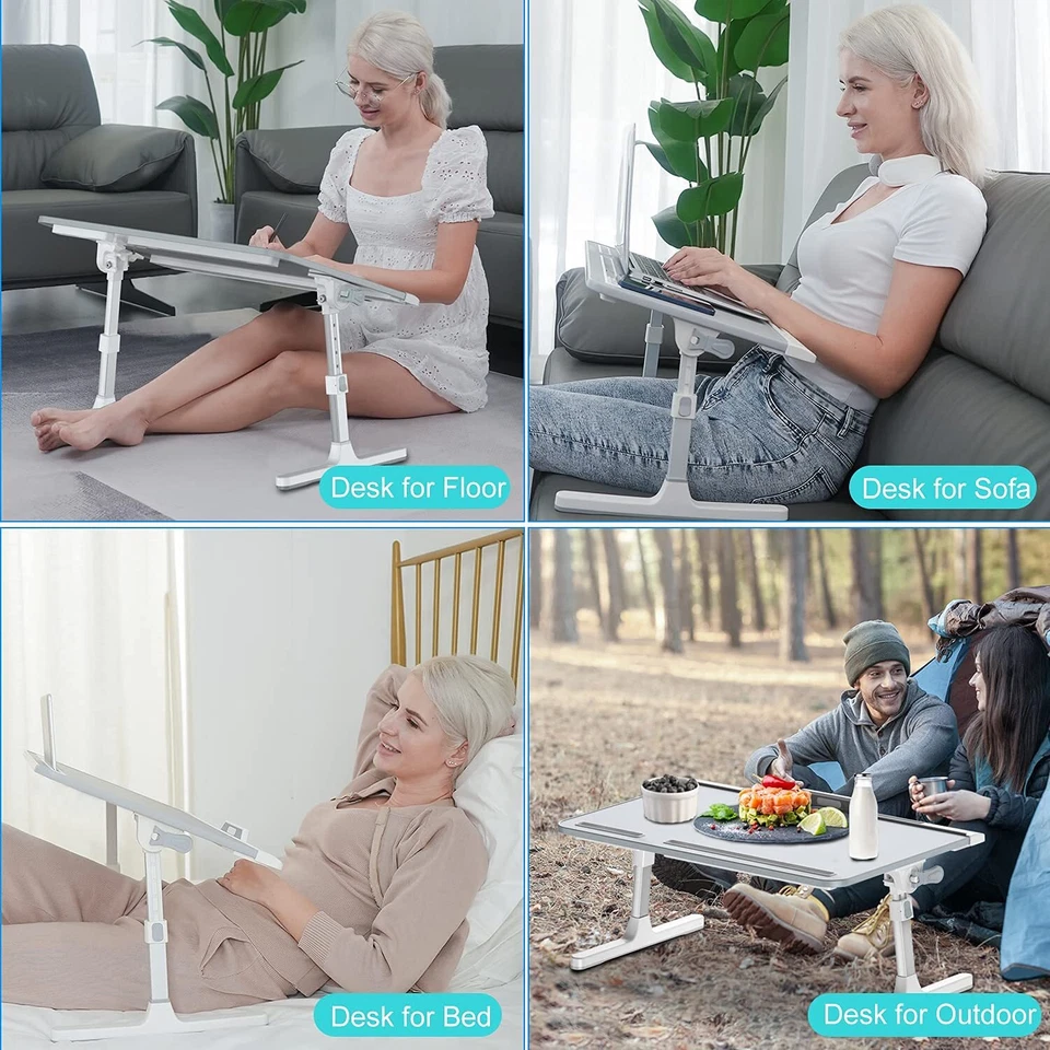 Foldable Laptop Bed Tray Desk Adjustable Laptop Bed Table with Heights and An... - Image 4 of 4