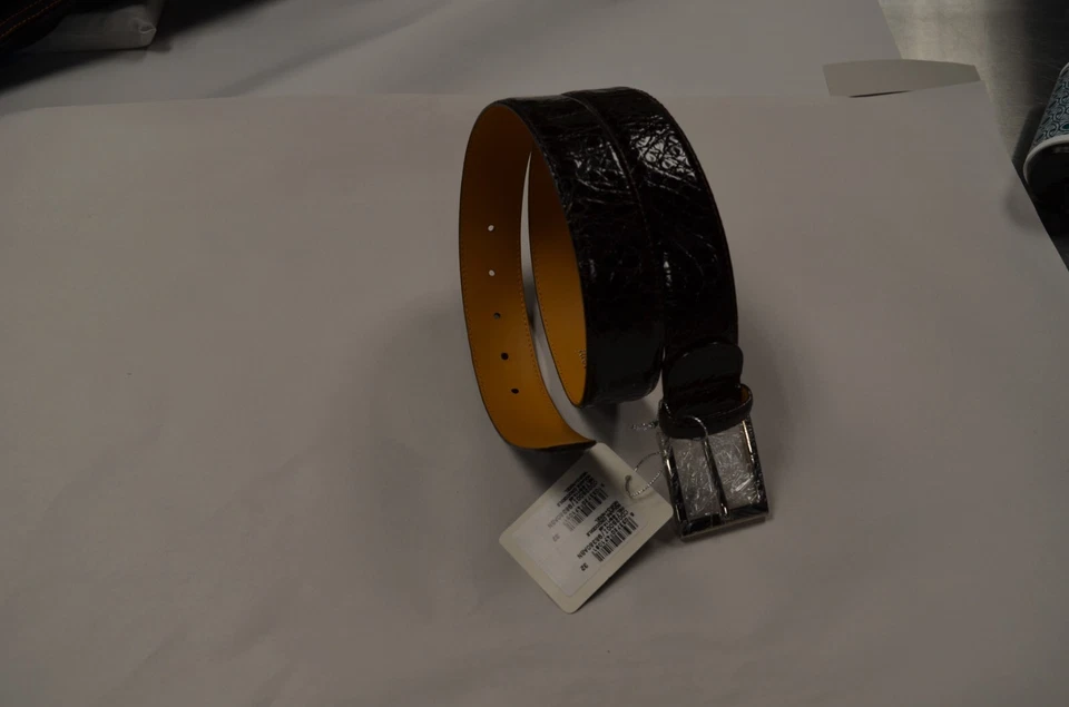 Cinturón marrón cocodrilo genuino de lujo a.testoni para hombre, talla 30 EE. UU. NUEVO CON ETIQUETAS $ 1.150 Foto 2 de 4