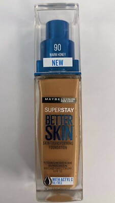 LOT OF 2 MAYBELLINE SUPERSTAY BETTER SKIN FOUNDATION 90 WARM HONEY 1.0oz EACH