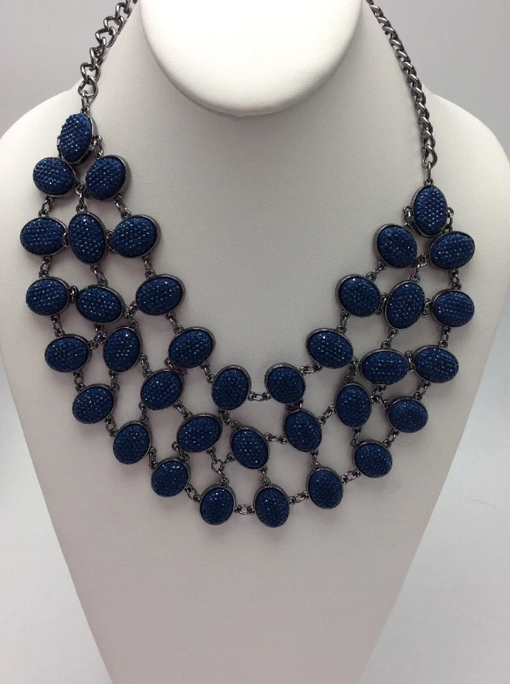 $42.50 Collar M.haskell Tono Hematita Azul Ovalado Cuentas Distintivo MH 48 Foto 4 de 4