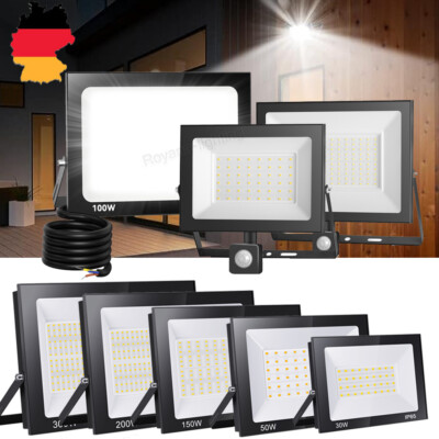 500W 300W 200W 100W 50W 30W 20W 10Watt Außen LED Strahler Fluter Scheinwerfer DE