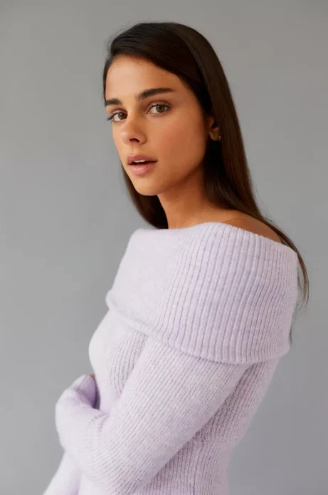 Mameluco tejido lavanda Urban Outfitters talla MEDIANA para mujer Grace Off Shoulders nuevo sin etiquetas Foto 3 de 4