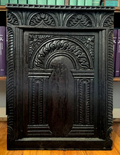 Années 1600 - ANCIEN PANNEAU GOTHIQUE EN BOIS DE CHÊNE SCULPTÉ MAIN ÉLÉMENT ARCHITECTURAL, 23"x17"