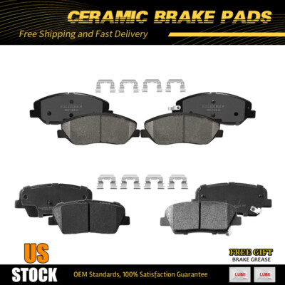 Front Rear Ceramic Brake Pads for Kia Sedona Hyundai Entourage w/ Hardware