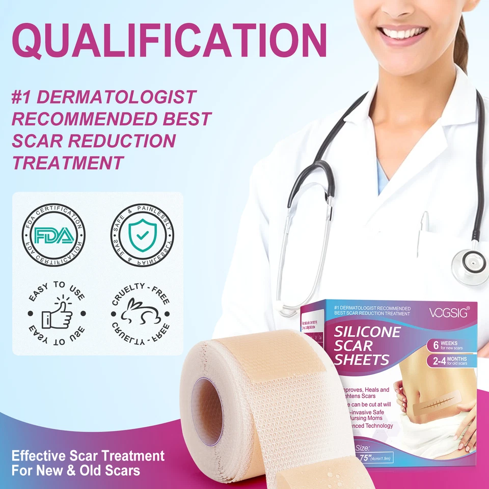 Scar Removal Silicone Tape for Hypertrophic Scars & Keloids, 1.6'' x 75''/150" - Image 3 of 4