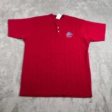Vtg Planet Hollywood Moscow Red Henley T-Shirt Restaurant Uniform Medium USA